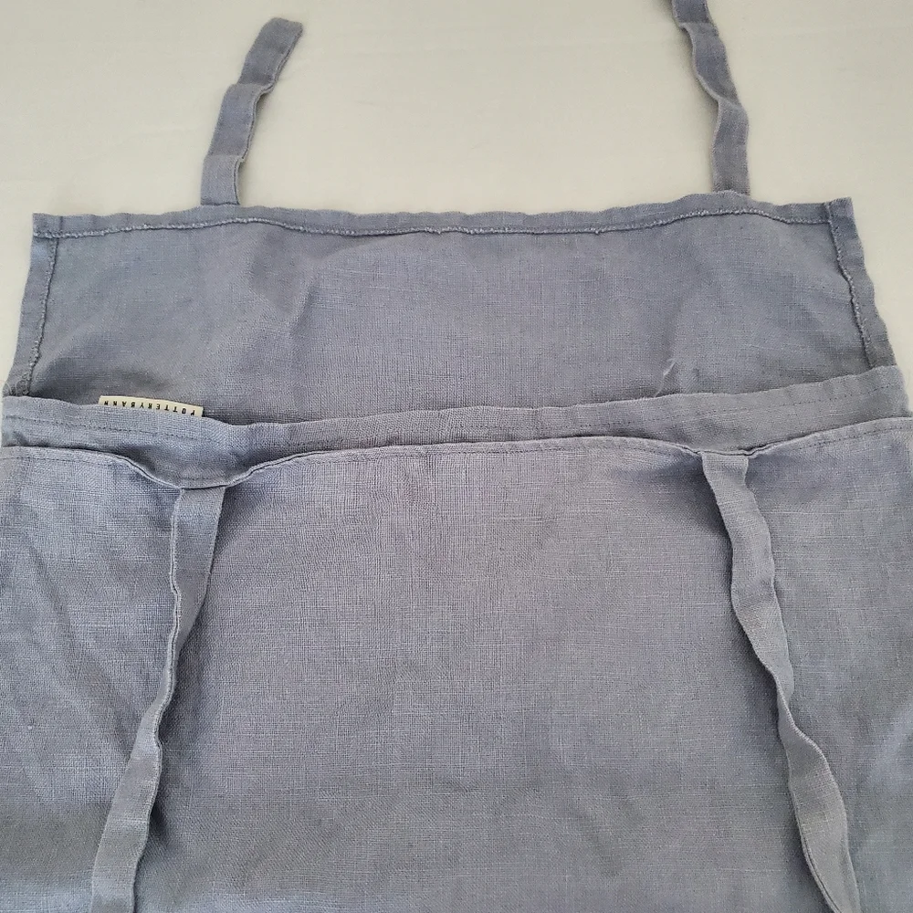 Pottery Barn 100% Linen Pillow Cover With Ties Light Blue 18X18